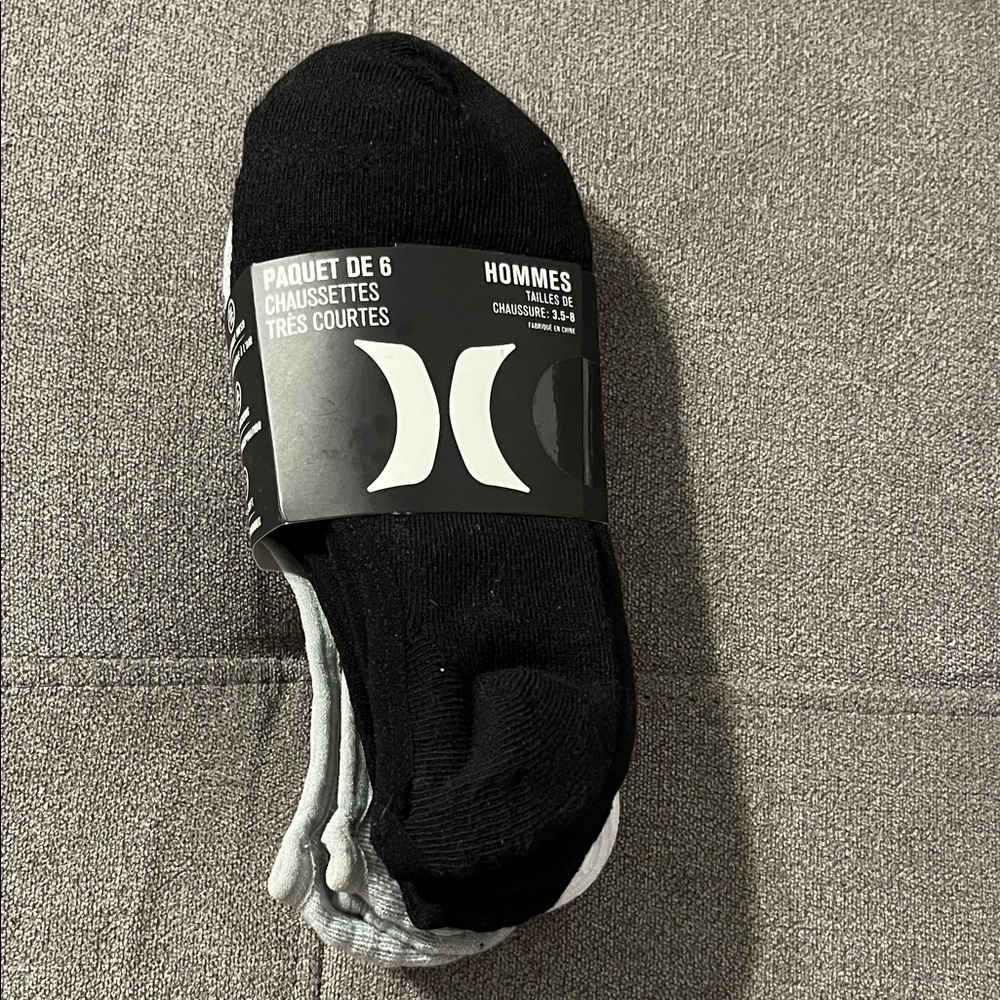 Hurley Men's Casual Black and Gray Socks - 6 Pack